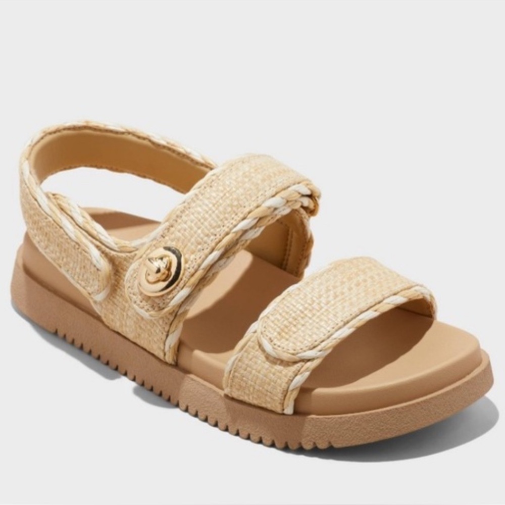A New Day Tilly Raffia Platform Footbed Sandals in tan (NIB/NWT)